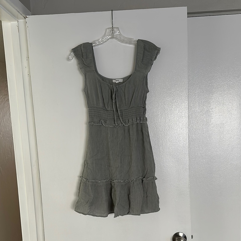Light Green Smocked Waist Tie Front Mini Dress